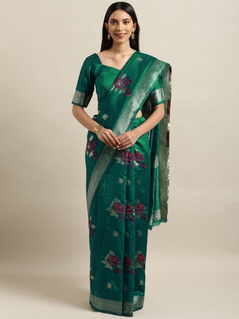 

Kvsfab Green & Red Silk Cotton Woven Design Saree