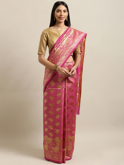 

Mitera Pink & Gold Art Silk Woven Design Banarasi Saree