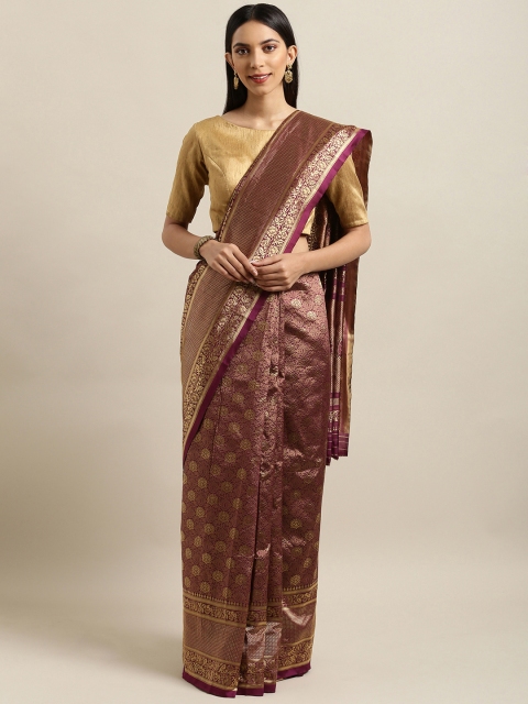 

Mitera Purple & Gold Art Silk Woven Design Banarasi Saree
