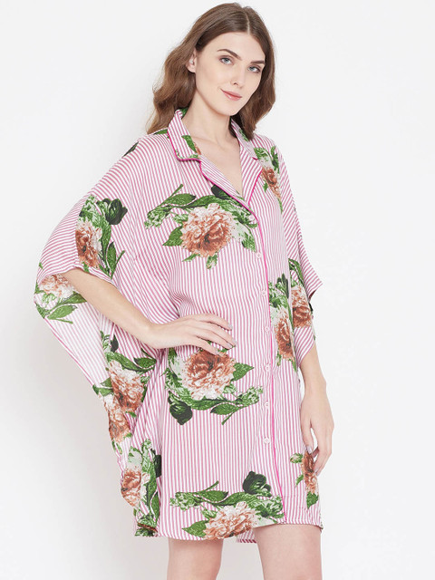 

The Kaftan Company Women Multicoloured Printed Kaftan Sleep Shirt LW_VS_PHOEBE08, Multi