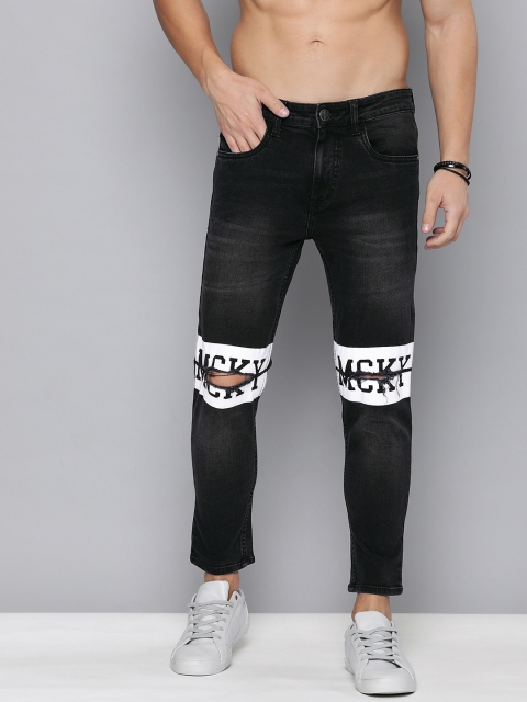 

Kook N Keech Men Black Skinny Fit Mid-Rise Slash Knee Stretchable Jeans