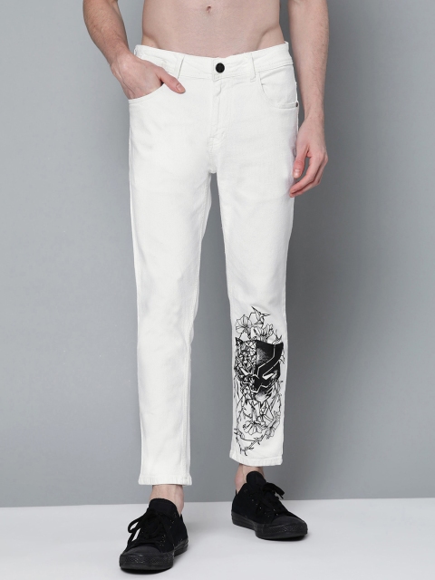 

Kook N Keech Men White & Black Printed Skinny Fit Mid-Rise Clean Look Jeans