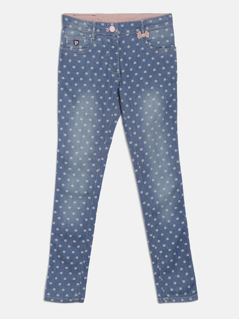 

U.S. Polo Assn. Kids Girls Blue Regular Fit Mid-Rise Clean Look Jeans