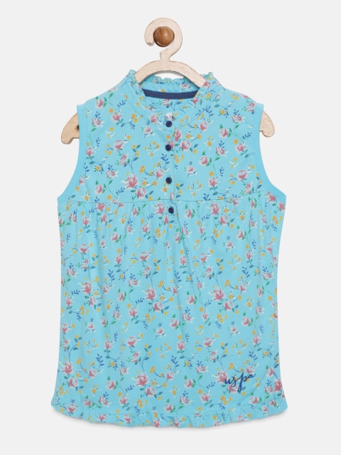 

U.S. Polo Assn. Kids Girls Blue Printed Top