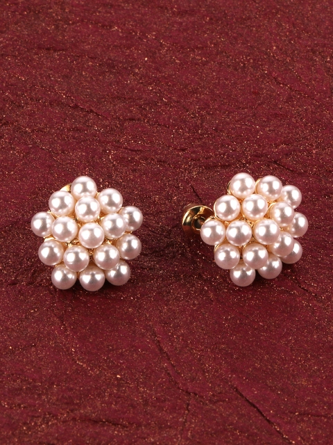 

E2O Gold-Plated Classic Studs, White