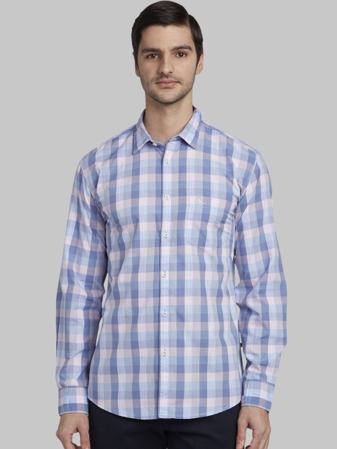 

Parx Men Blue Slim Fit Checked Casual Shirt