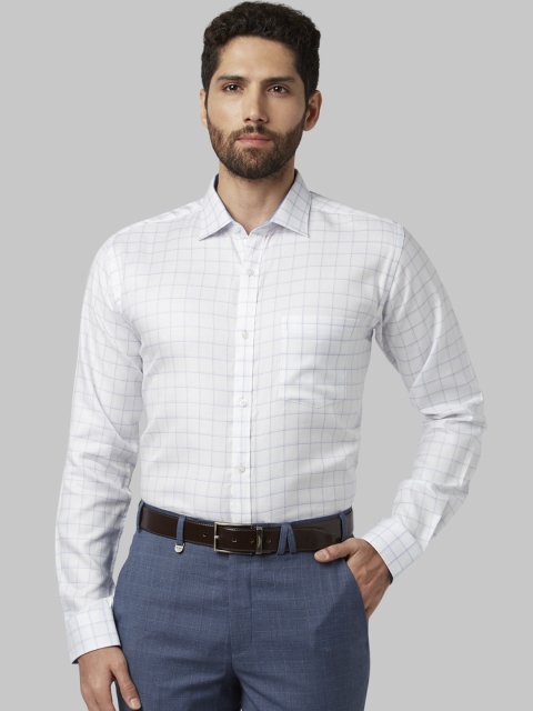

Park Avenue Men White Slim Fit Checked Formal Shirt