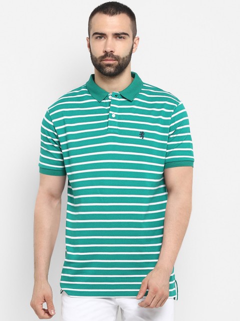 

Red Tape Men Green & White Striped Polo Collar T-shirt