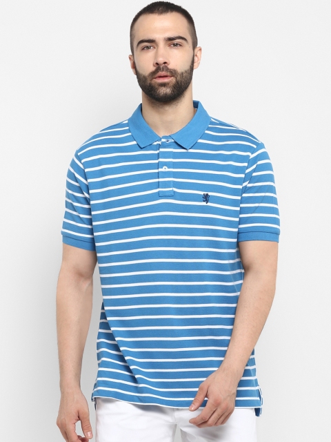

Red Tape Men Blue & White Striped Polo Collar T-shirt