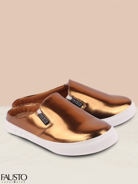 

FAUSTO Women Copper-Toned Lightweight Slip-On Sneakers