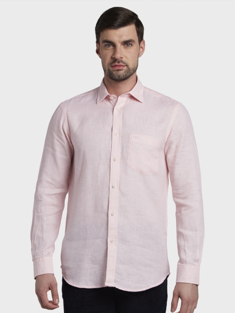 

ColorPlus Men Pink Linen Tailored Fit Solid Casual Shirt