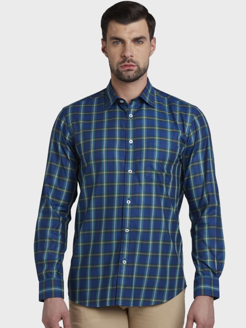 

ColorPlus Men Blue Tailored Fit Checked Casual Shirt