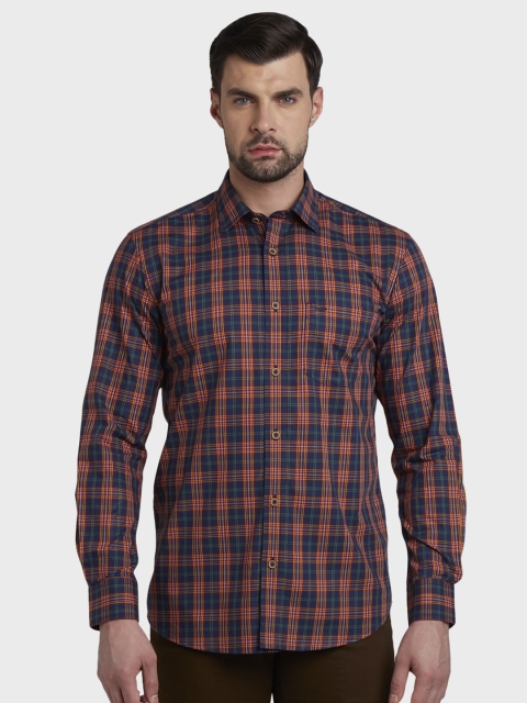 

ColorPlus Men Blue & Red Tailored Fit Checked Casual Shirt
