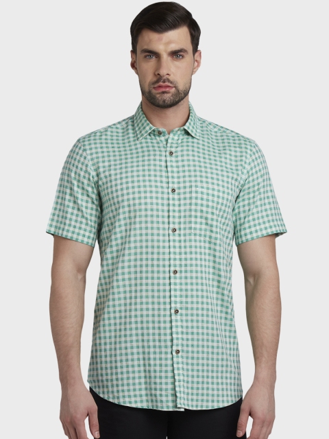 

ColorPlus Men Green Slim Fit Checked Casual Shirt