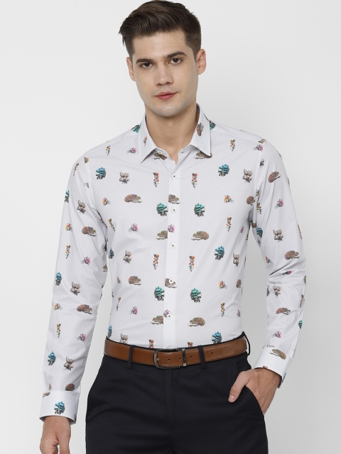 

SIMON CARTER LONDON Men White Slim Fit Printed Formal Shirt