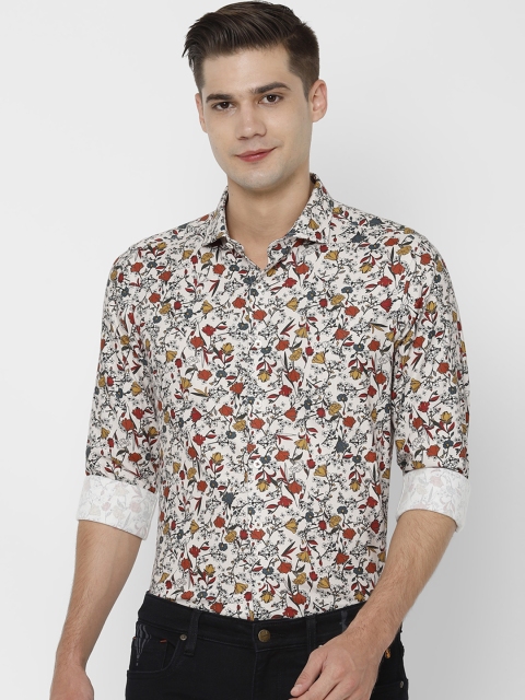 

SIMON CARTER LONDON Men White Slim Fit Printed Casual Shirt