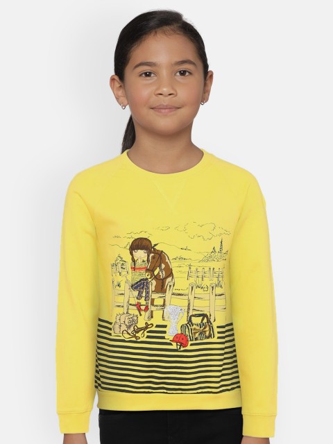 

U.S. Polo Assn. Kids Girls Yellow Printed Sweatshirt