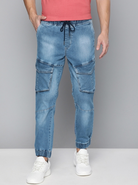 

Mast & Harbour Men Blue Cargo Jogger Fit Mid-Rise Clean Look Jeans