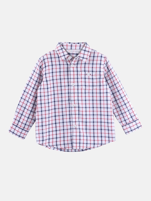 

Beebay Boys White & Red Regular Fit Checked Casual Shirt