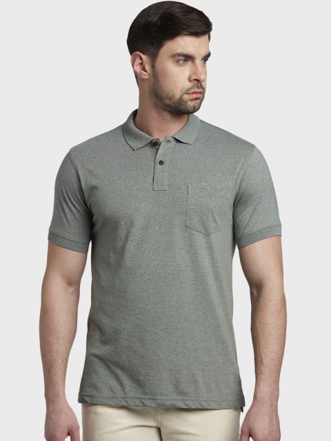 

ColorPlus Men Green Solid Polo Collar T-shirt