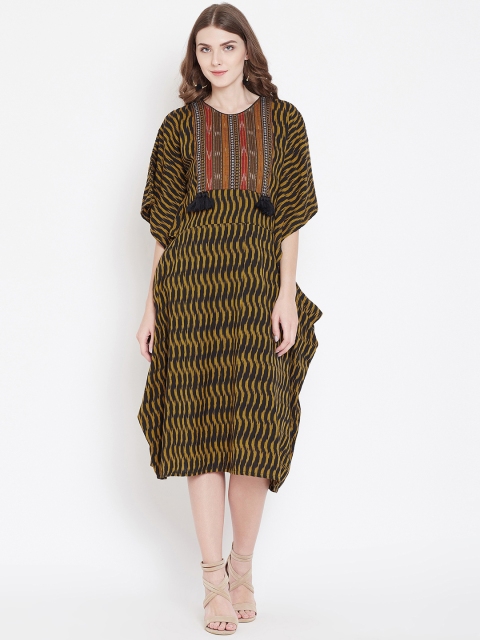 

The Kaftan Company Women Black & Yellow Kaftan Dress