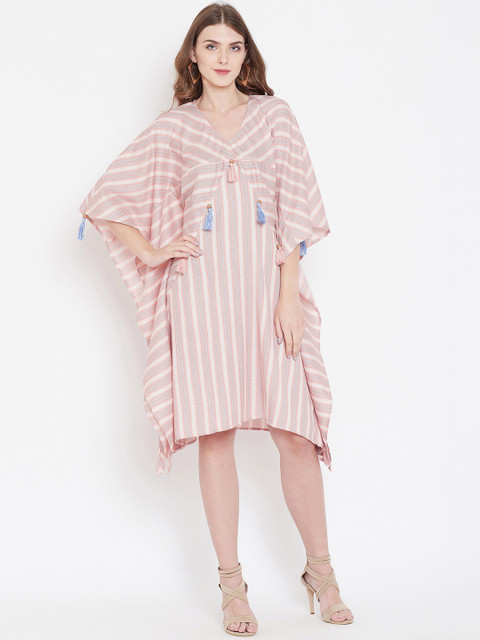 

The Kaftan Company Women Pink & Off-White Kaftan Dress