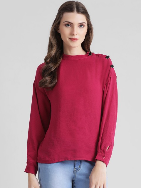 

Zink London Women Magenta Solid Top