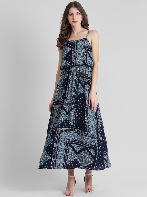 

Zink London Women Blue Printed Maxi Dress