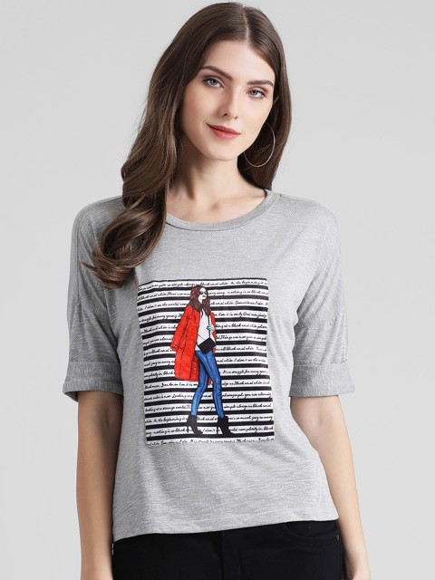 

Zink London Women Grey Printed Top