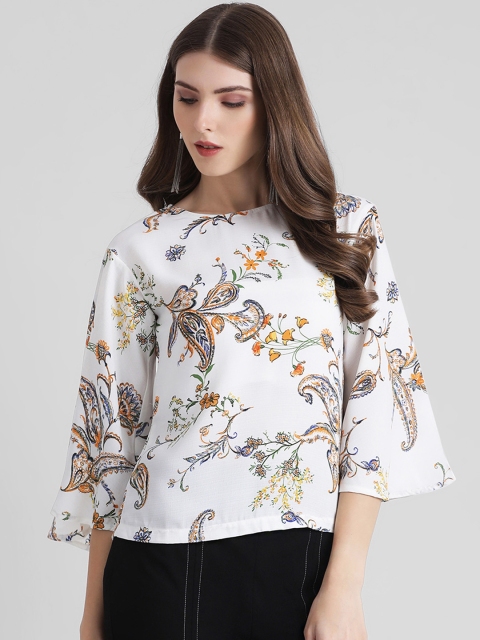 

Zink London Women White Floral Printed Top