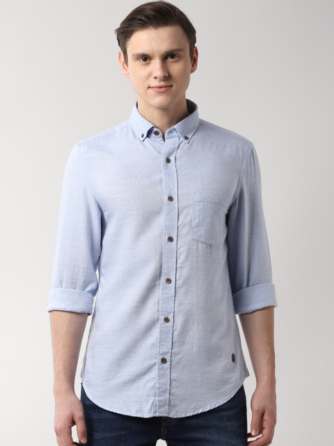 

Peter England Casuals Men Blue Slim Fit Solid Casual Shirt