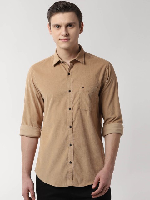 

Peter England Casuals Men Beige Slim Fit Solid Corduroy Casual Shirt