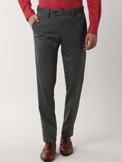 

Peter England Men Grey Slim Fit Solid Formal Trousers