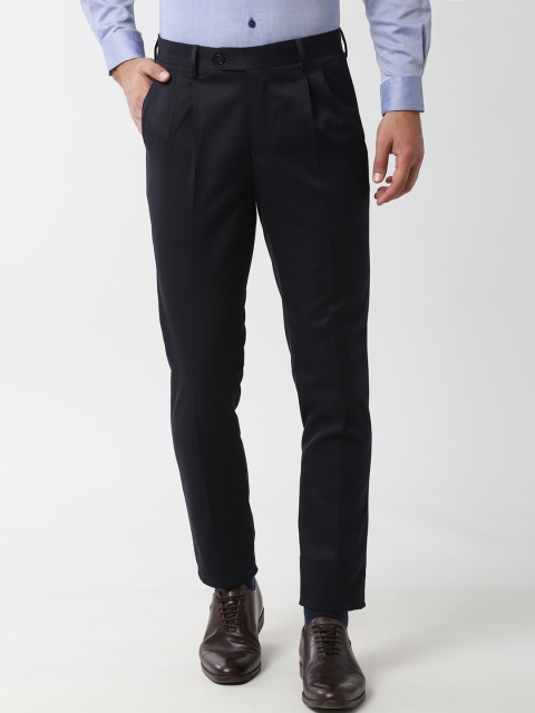 

Peter England Men Navy Blue Slim Fit Solid Formal Trousers