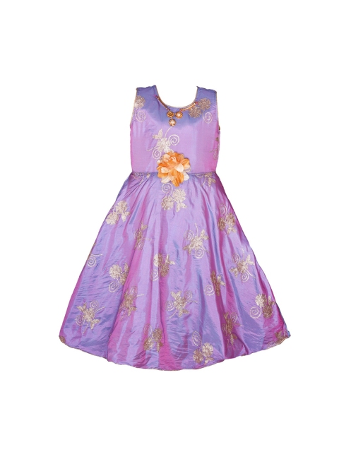 

Wish Karo Girls Lavender & Silver-Toned Embellished Fit and Flare Dress