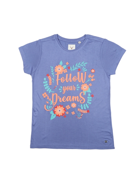 

Allen Solly Junior Girls Blue Printed Round Neck T-shirt