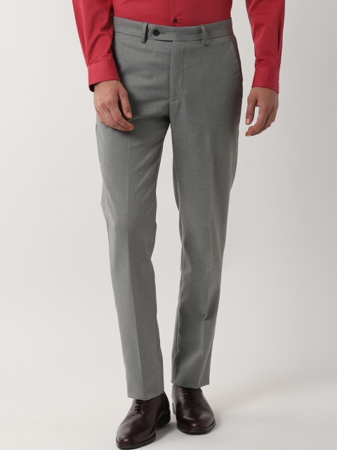 

Peter England Men Grey Slim Fit Solid Formal Trousers