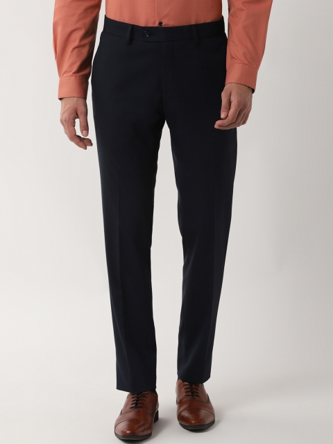 

Peter England Men Navy Blue Slim Fit Solid Formal Trousers