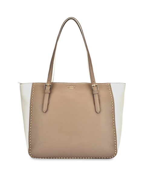 

Eske Brown & White Leather Colourblocked Shoulder Bag