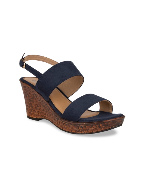 

SOLES Women Navy Blue Solid Wedges