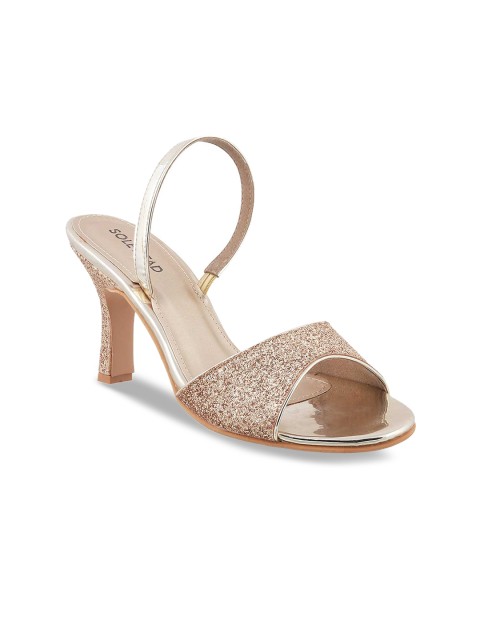 

SOLE HEAD Women Gold-Toned Solid Heels