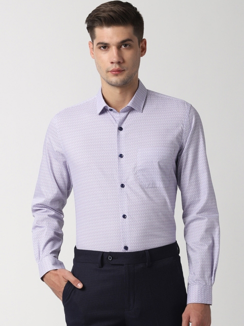 

Peter England Men Blue Slim Fit Self Design Formal Shirt
