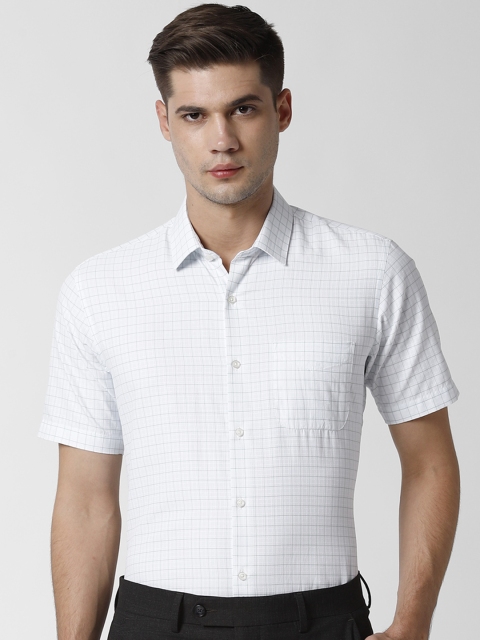 

Peter England Men White Regular Fit Checked Formal Shirt