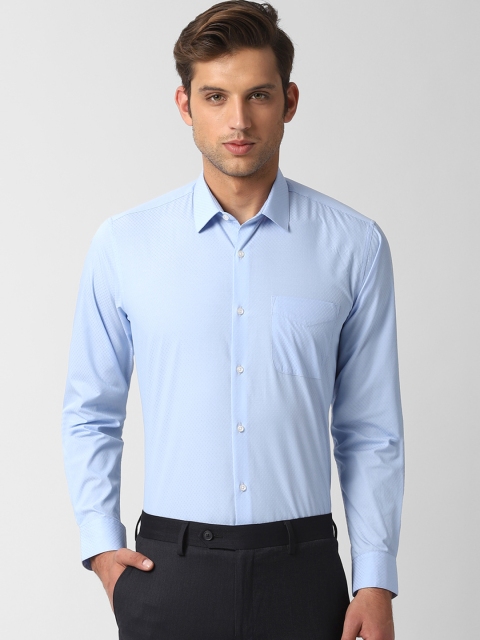 

Peter England Men Blue Regular Fit Self Design Formal Shirt