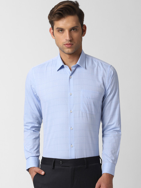 

Peter England Men Blue Regular Fit Self Design Formal Shirt