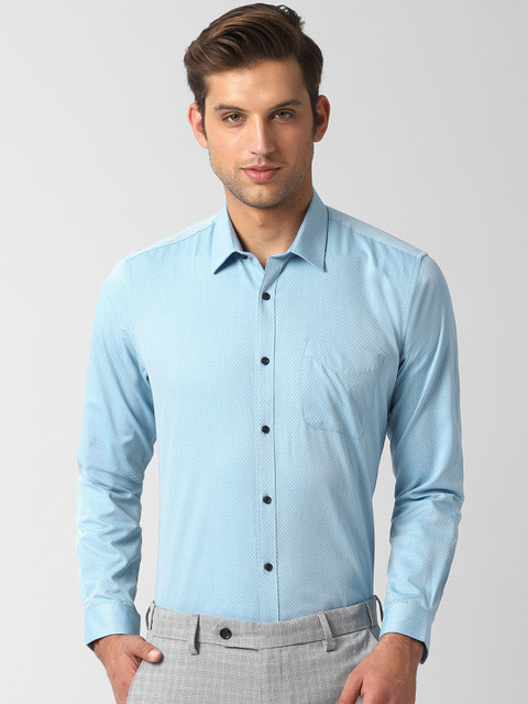

Peter England Men Blue Regular Fit Self Design Formal Shirt