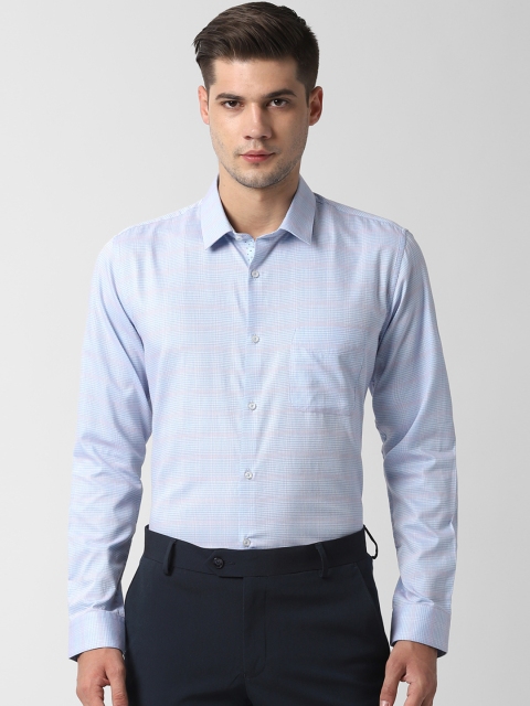 

Peter England Men Blue Regular Fit Checked Formal Shirt