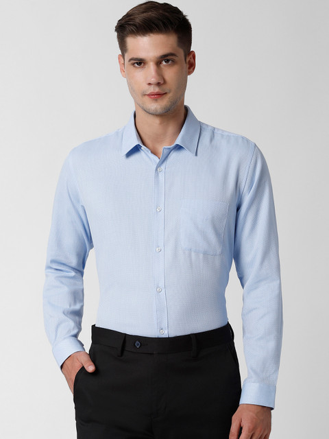 

Peter England Men Blue Regular Fit Self Design Formal Shirt
