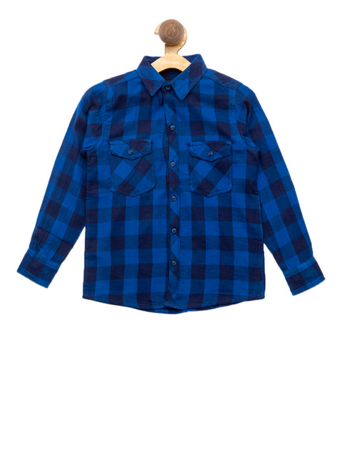 

Nick&Jess Boys Blue Regular Fit Checked Casual Shirt