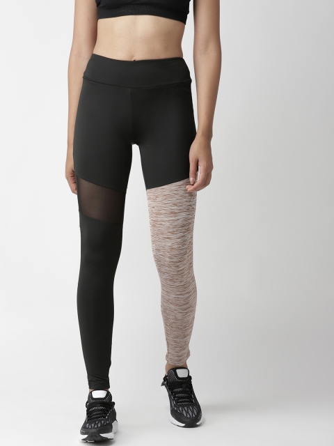 

Chkokko Women Black & Brown Colourblocked High-Rise Yoga Tights